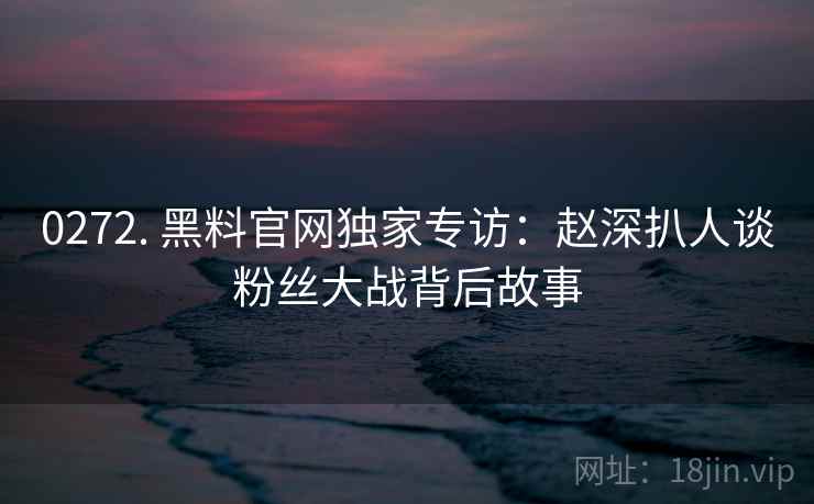 0272. 黑料官网独家专访：赵深扒人谈粉丝大战背后故事