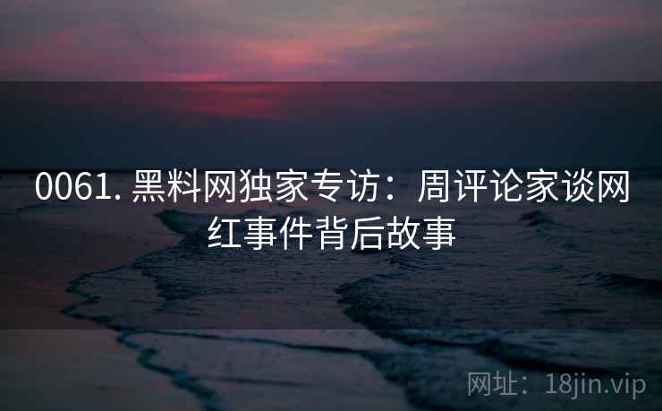 0061. 黑料网独家专访：周评论家谈网红事件背后故事