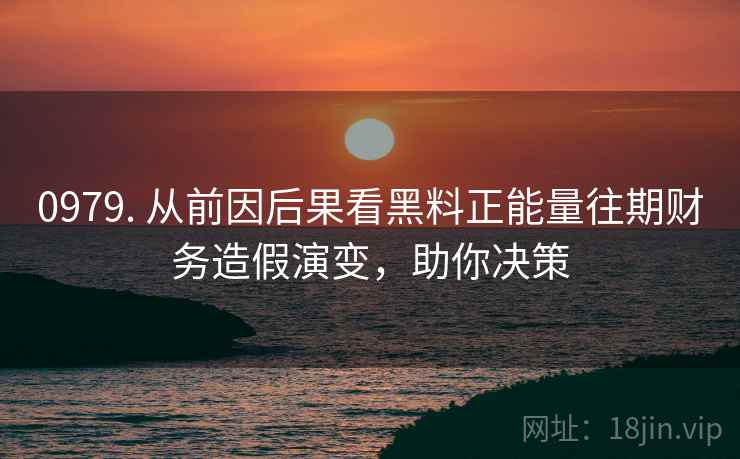 0979. 从前因后果看黑料正能量往期财务造假演变，助你决策